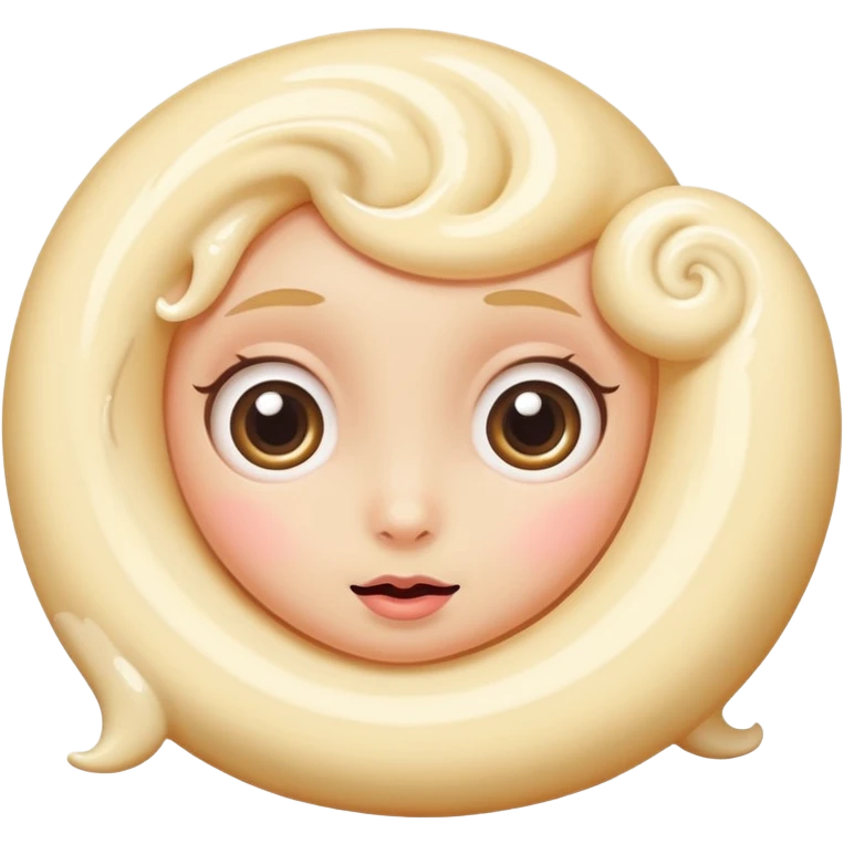 shy vanilla cream in a swirl shape, big eyes, rosy cheeks emoji
