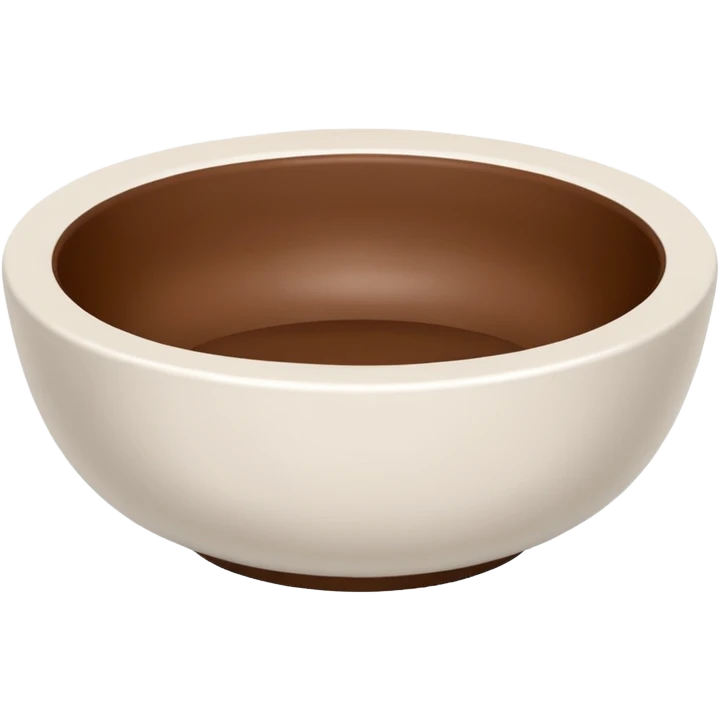 white bowl with a flat solid brown surface inside, no liquid effect emoji