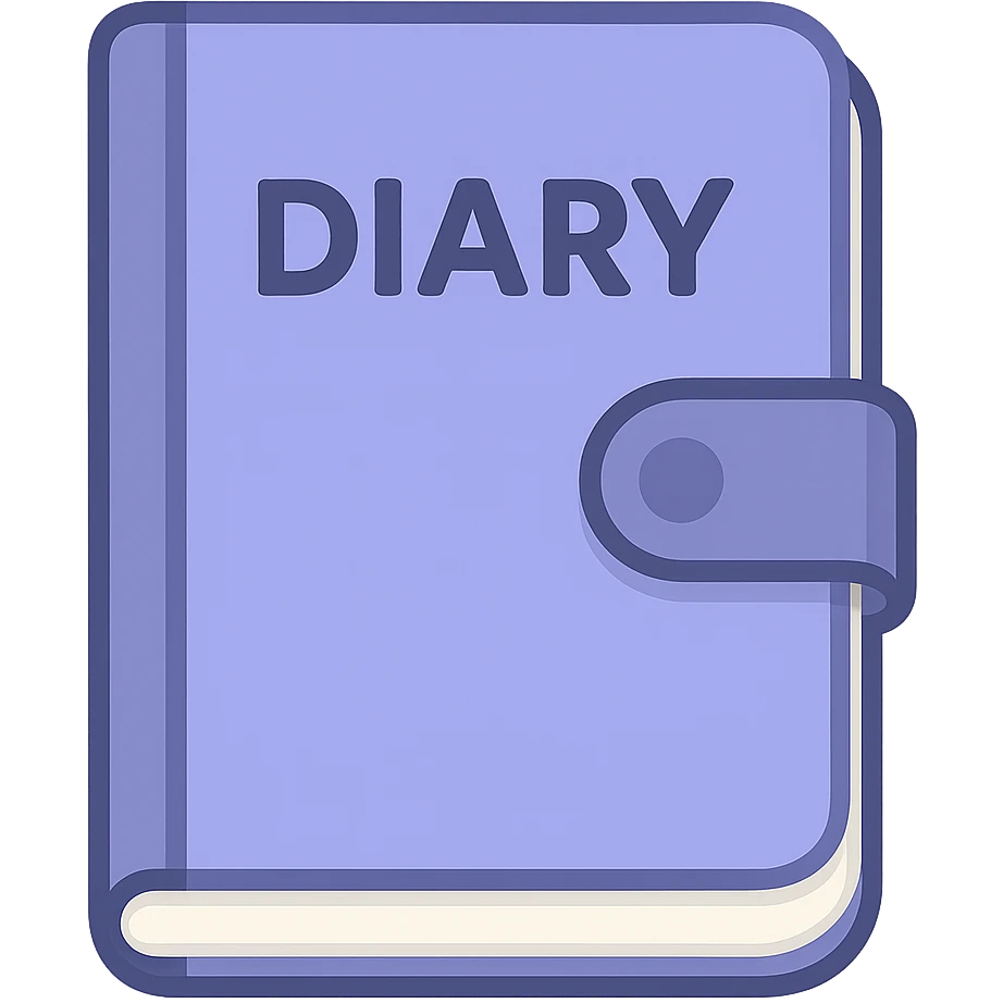 periwinkle diary journal notebook, twitter emoji style emoji