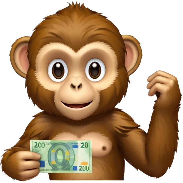 create a monkey holding a 20 euro bill  emoji