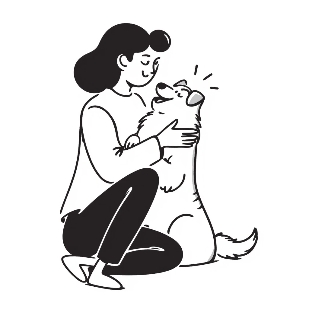 Woman hugging dog emoji