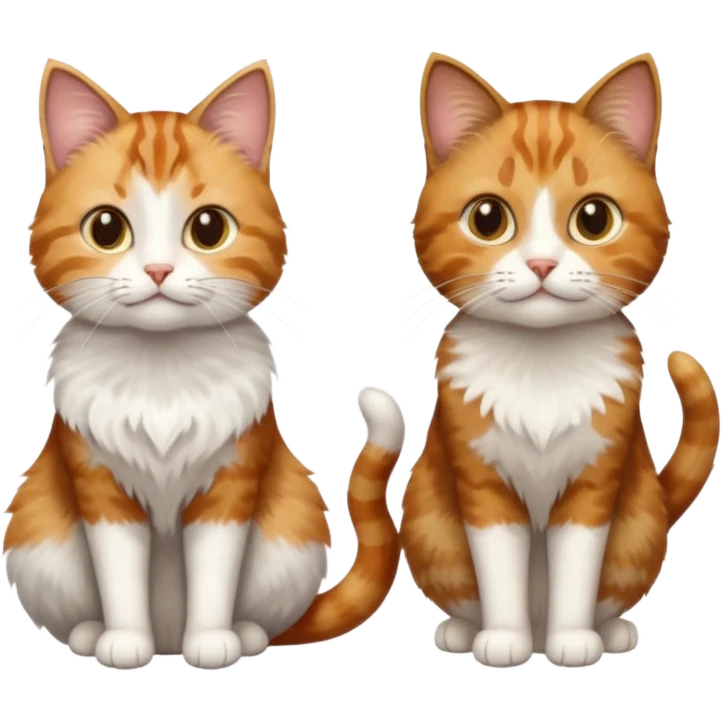3 cats and each are different natural colours including brown tabby and white, calico, and ginger and white emoji