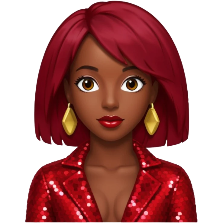 Kelly Rowland from Destiny's Child with dark red hair, red sequin outfit emoji