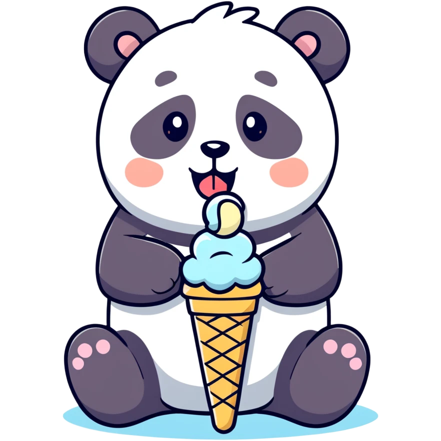 Panda eating ice cream emoji
