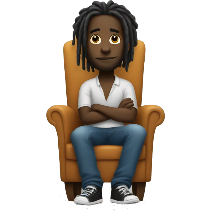 Black Guy with dreads arms crossed sitting in a chair  emoji