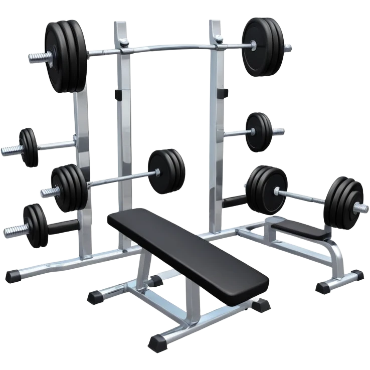 Fitness gym with dumbbells and workout equipment emoji
