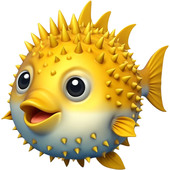 A blowfish puffs up to protect itself, showing off its spiky charm in the ocean emoji