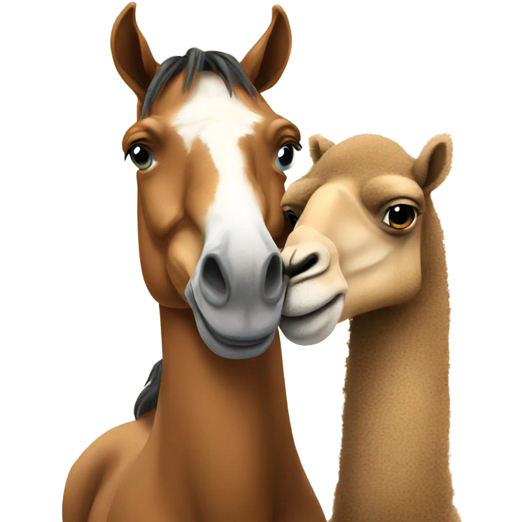 A horse hugging a camel emoji