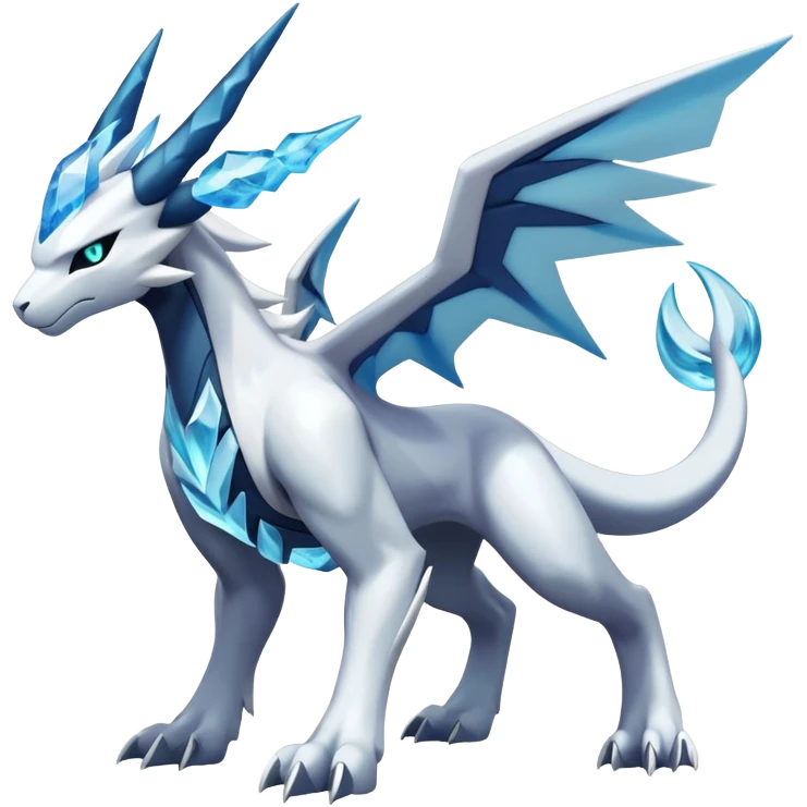 Modern Kyurem-reshiram-Glaceon-dialga-suicune-hybrid, full body emoji