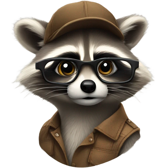 the face of a raccoon with glasses who came up with the idea emoji