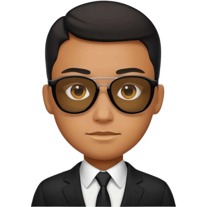 Apple emoji style, black-suited special agent wearing sunglasses emoji