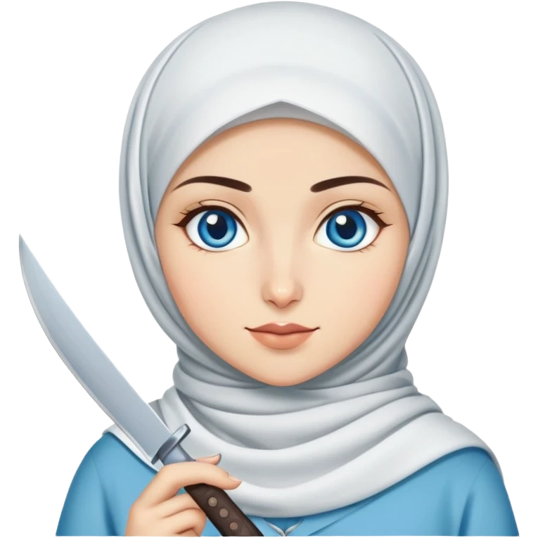 Turkish beautiful finish Konya girl blue eyes with hijab and with a knife  emoji