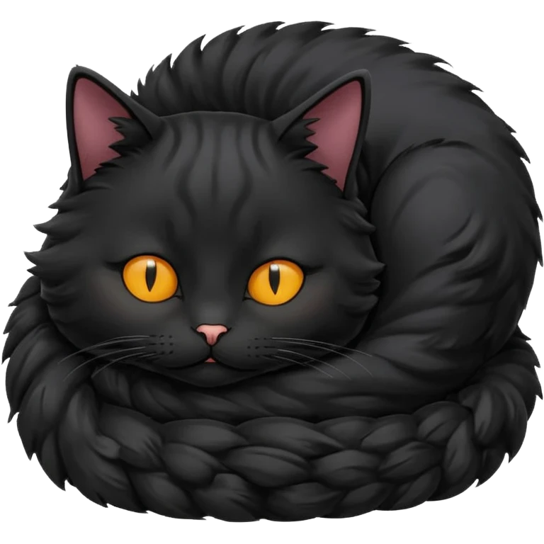 Curled Sleeping Cat black emoji