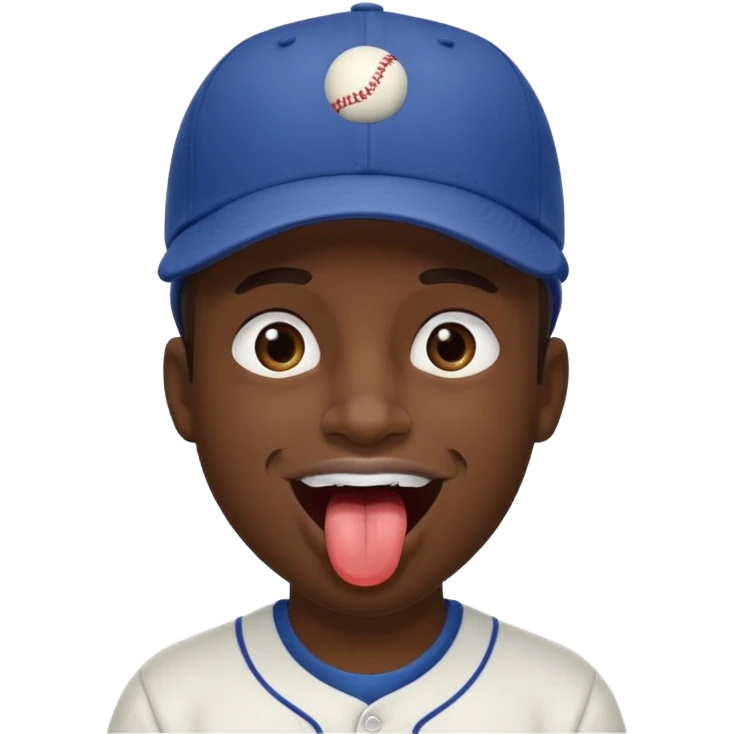 Negro con gorra de béisbol sacando la lengua emoji