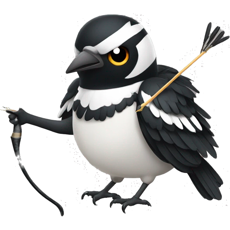 a magpie holding a bow and arrow emoji