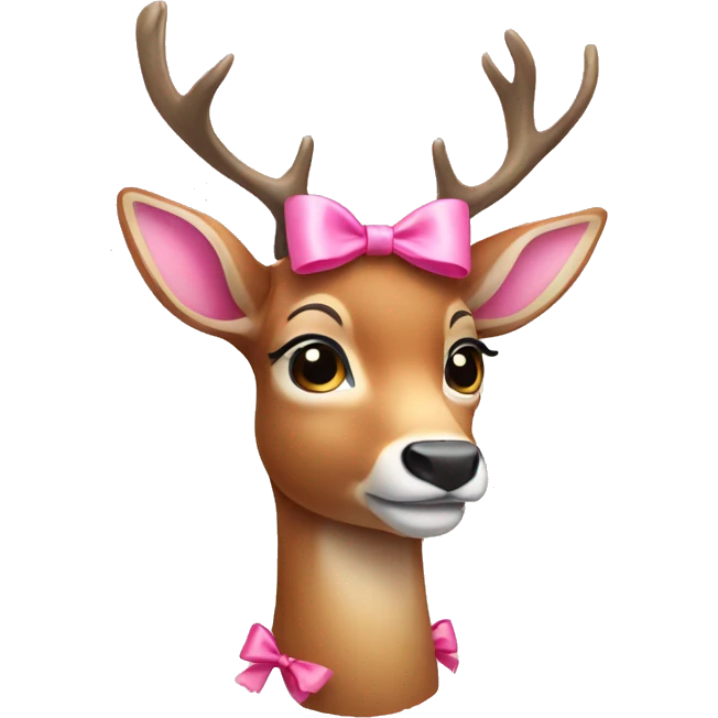 A deer with a pink bow on her neck emoji