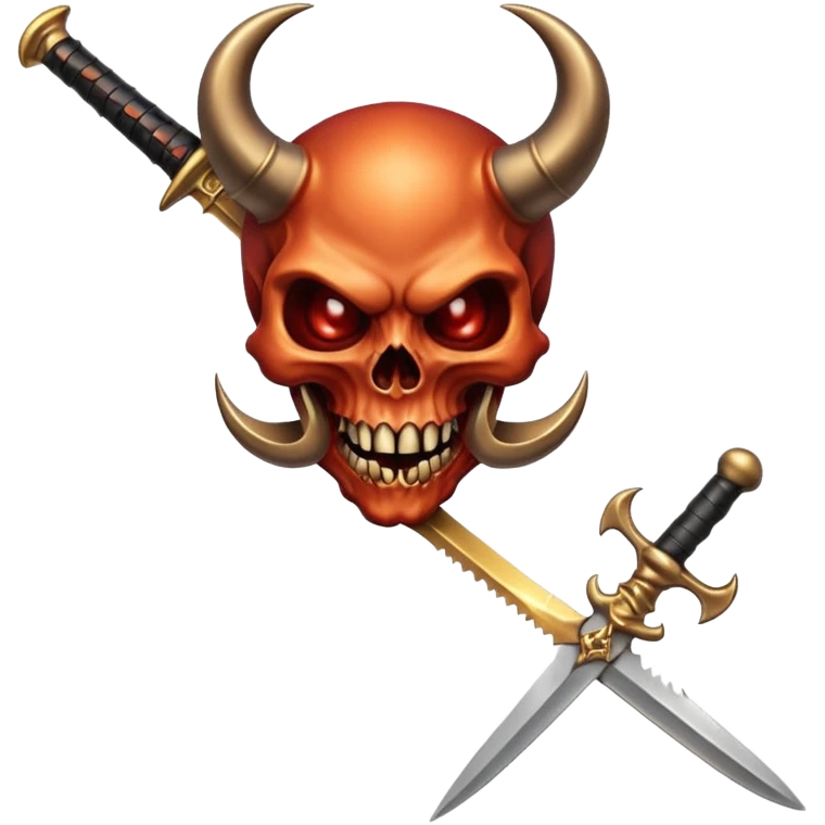 Devil skull biting a dagger emoji