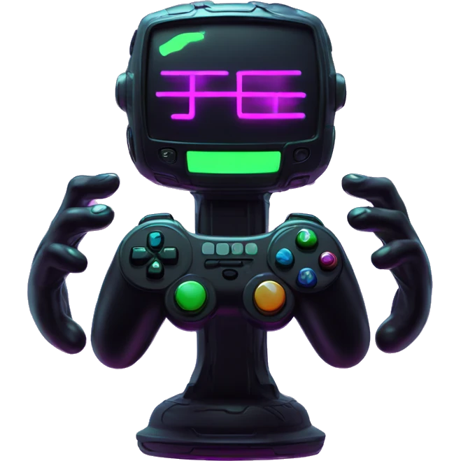 joystick in hands cyberpunk neon emoji