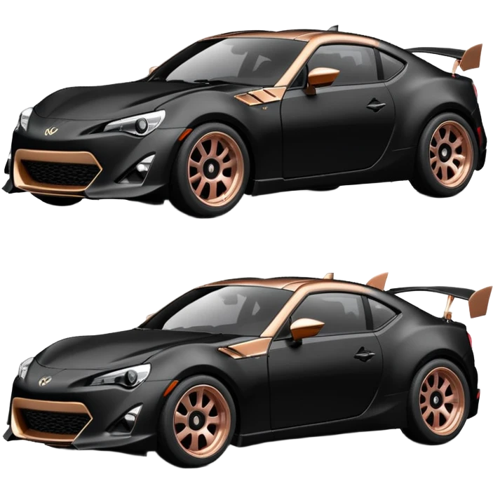 Satin black and rose gold Batman and 60’s Batgirl themed Scion FR-S hot rod emoji