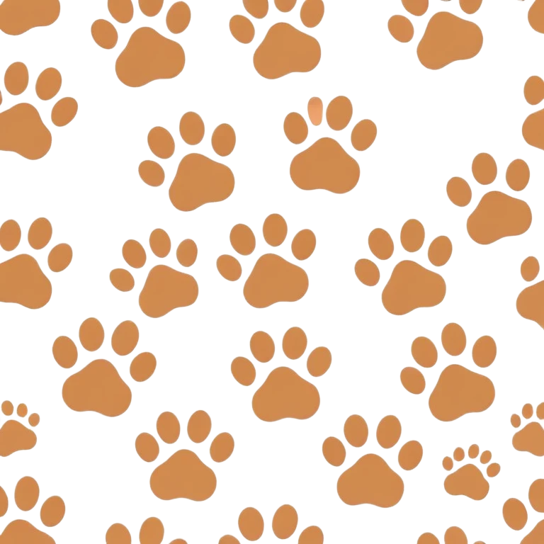 Cute cat paw prints in a soft brown color palette, minimal flat style, isolated on light background, vector or PNG style, seamless repeat pattern, aesthetic and warm mood emoji