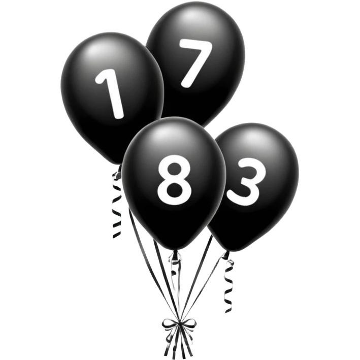 birthday sign in black and white ballons emoji