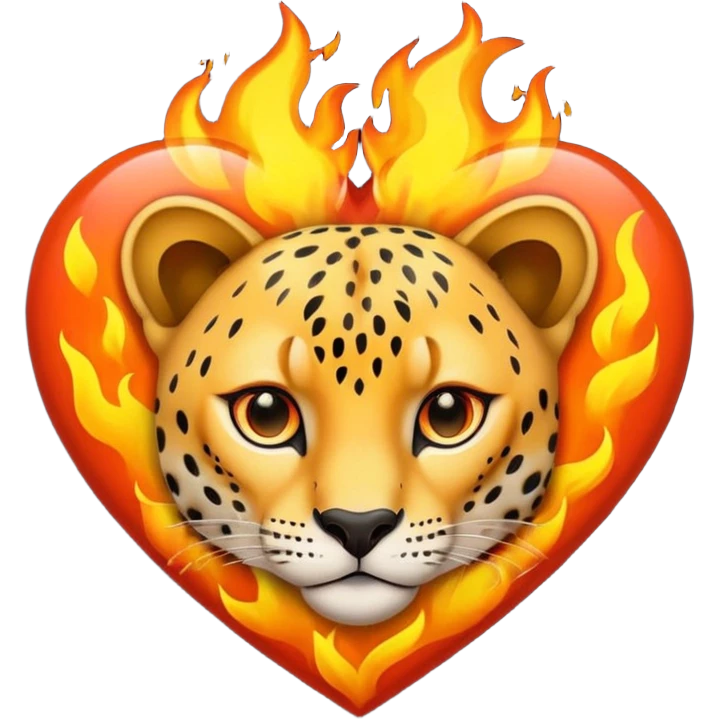 Heart with cheeta print and fire really graphic emoji