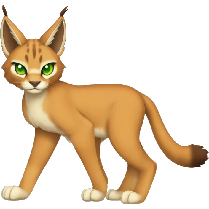 Lynx-Caracal-Fakemon-hybrid with orange points, green eyes brown toes, and short tail, full body emoji