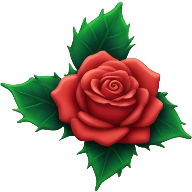 old school rose tattoo bright red petals and green stem with thorns emoji