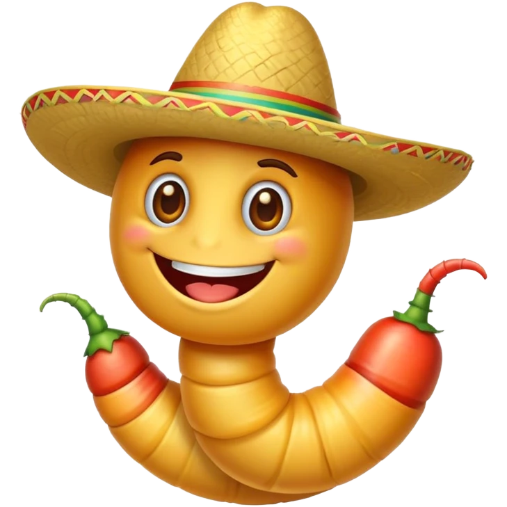 Worm wearing sombrero emoji