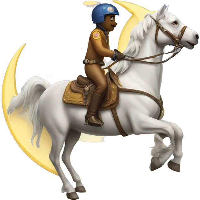  A dog riding a horse on the moon emoji