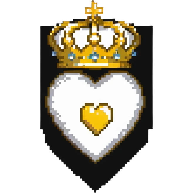 a normal white heart with a golden crown on top emoji