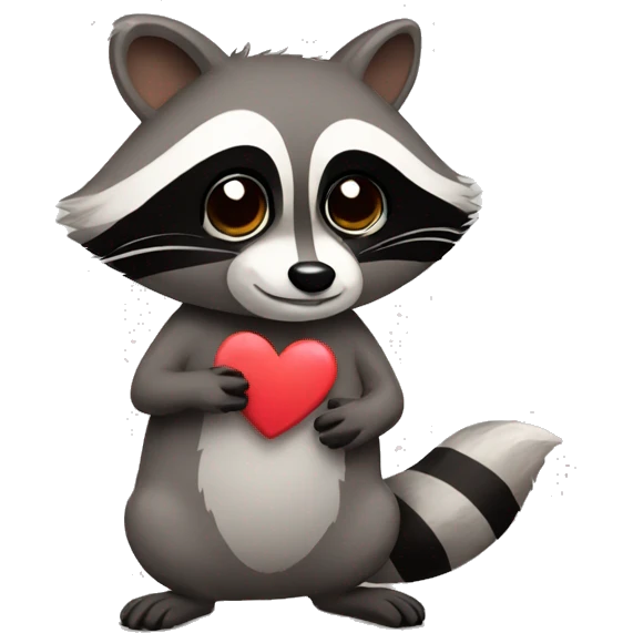 Raccoon with heart emoji