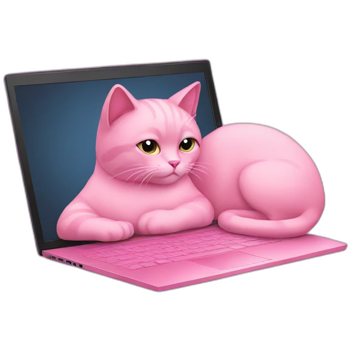 pink cat and laptop emoji