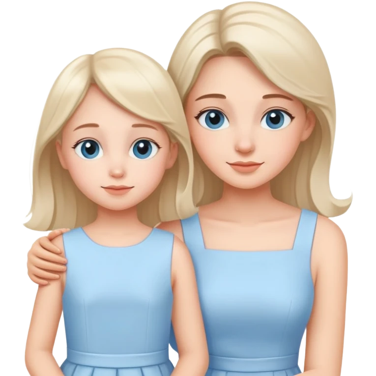 loving mother and daughter wearing matching pastel blue dresses emoji
