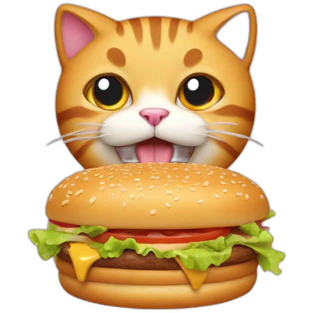 Cat eating a burger emoji