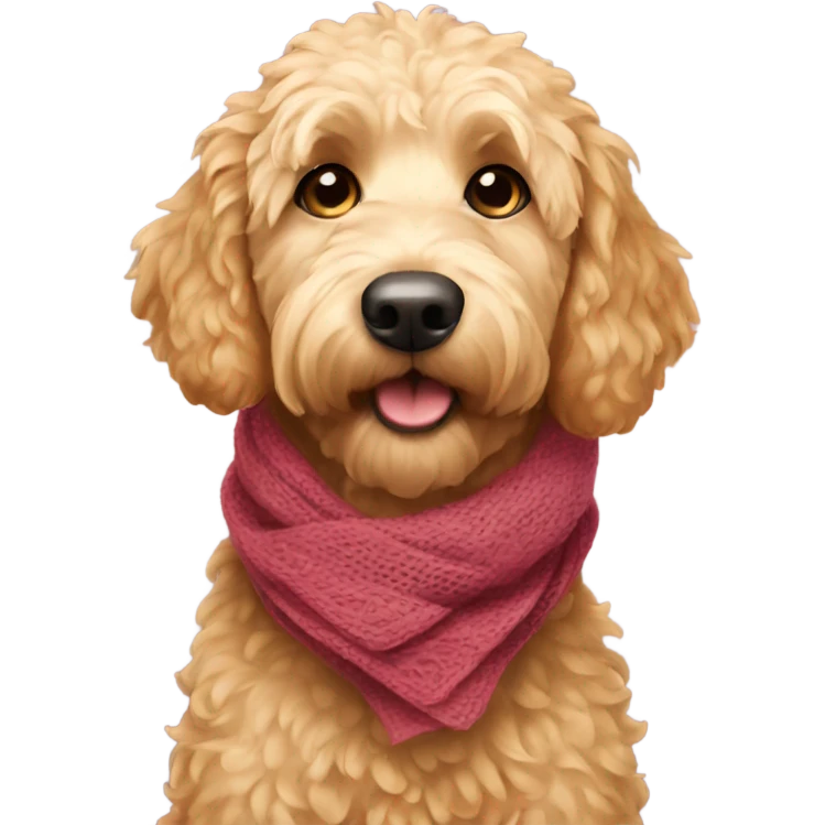 Golden doodle wearing a scarf emoji