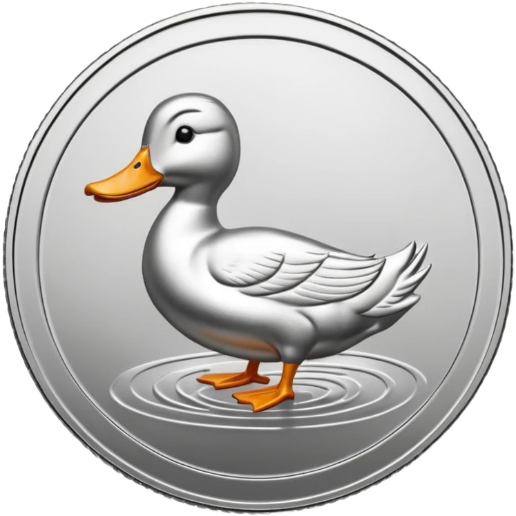 silver coin with a duck on it, the entire coin and duck are silver emoji