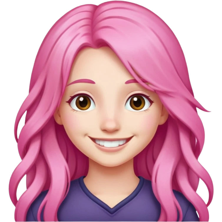 girl with long pink hair, smiling emoji