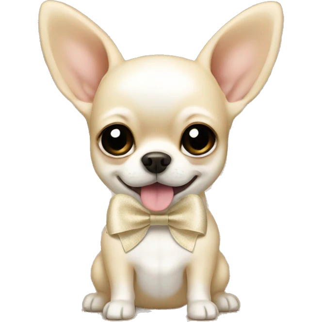 cream chihuahua with ivory bow emoji