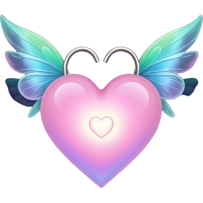 glow in the dark heart with fairy wings emoji