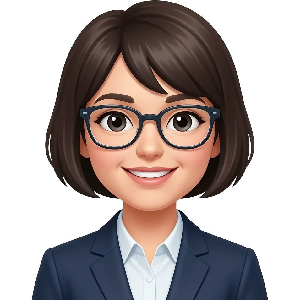 short hair physical education female teacher wear glasses , even shorter hair emoji