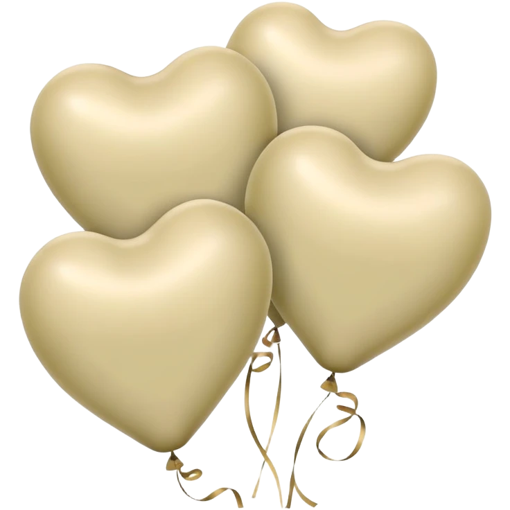 Balloons of pale beige and pale olive in the shape of hearts emoji