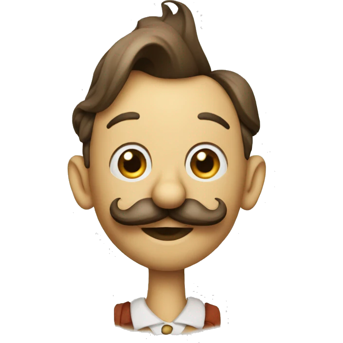 Pinocchio puppet with a long nose and mustache emoji