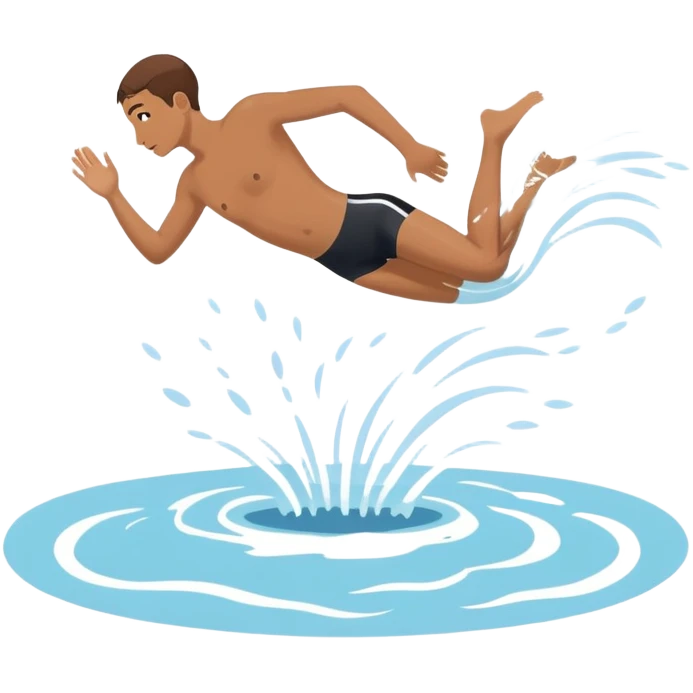pool of water labeled “Confidence.” person diving head in  emoji