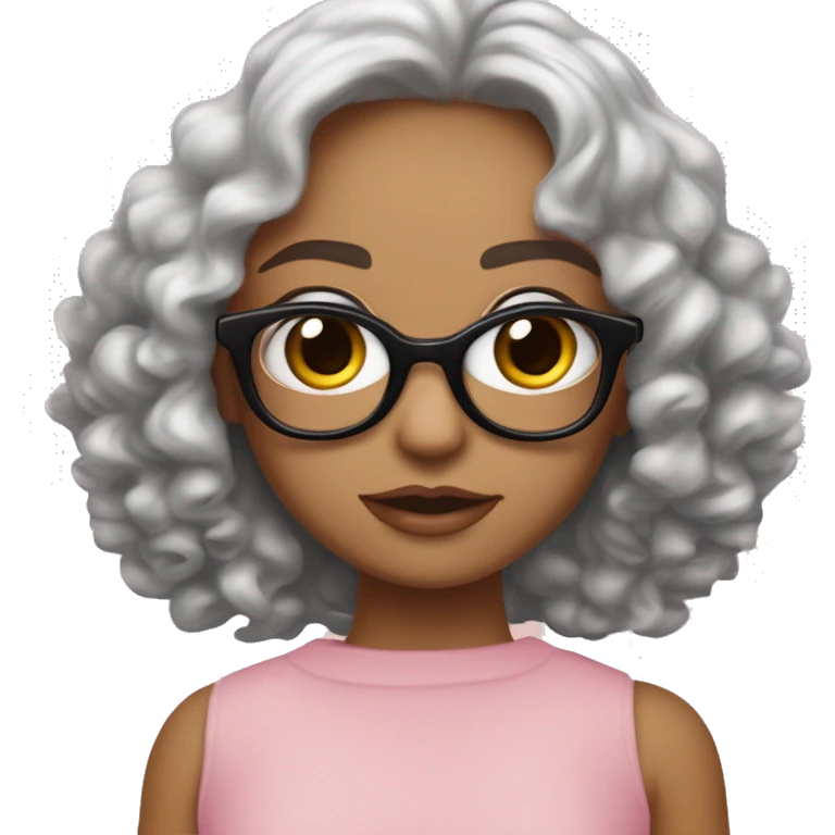 uma menina branca com cabelos castanho claro ondulado grande com olhos amendoados e castanhos claro, com maquiagem básica com óculos de sol, uma birkin rosa claro e um cropped preto emoji
