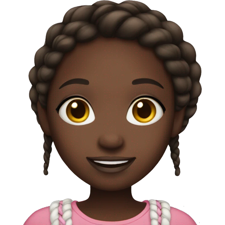 a smiley dark skin girl with gentle makeup and braided hair emoji