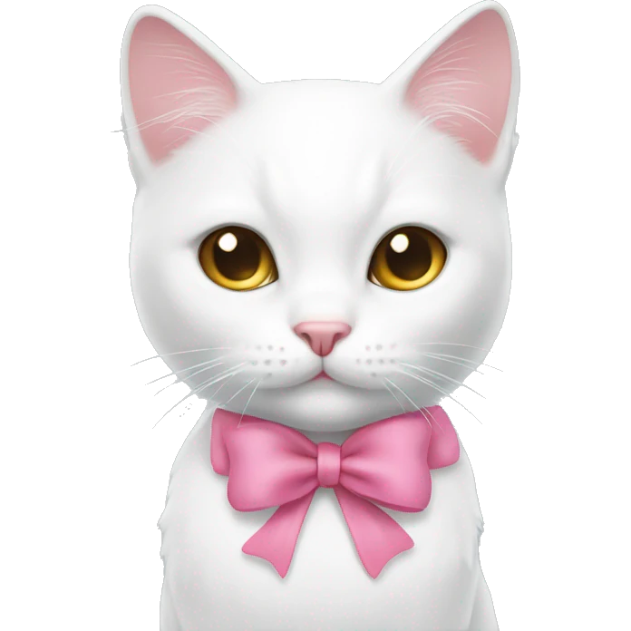 White cat with pink bow  emoji