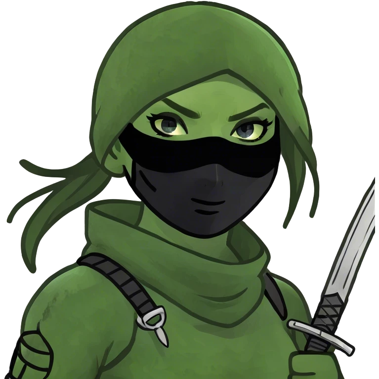 Female ninja with blue eyes and septum piercing  emoji