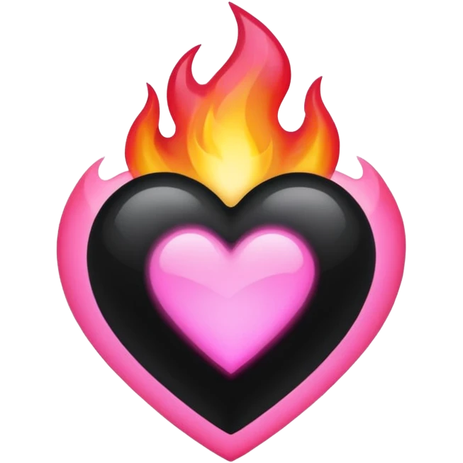 Black heart and pink flame emoji