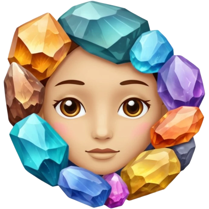 colorful minerals with face emoji